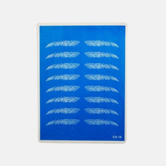 Pele sintética azul com sobrancelhas para prática de microblading