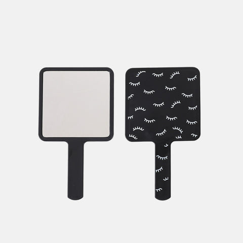 Espejo de mano cuadrado con pestañas