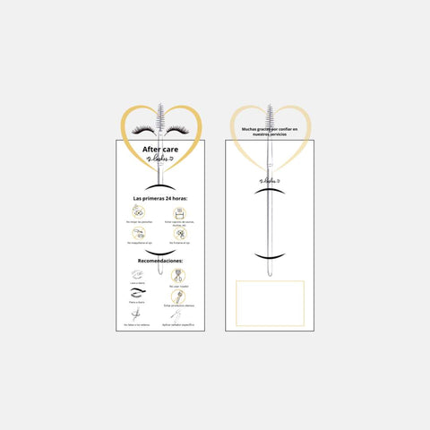 Tarjeta Cuidados Posteriores Extensiones de Pestañas - 20 Unidades