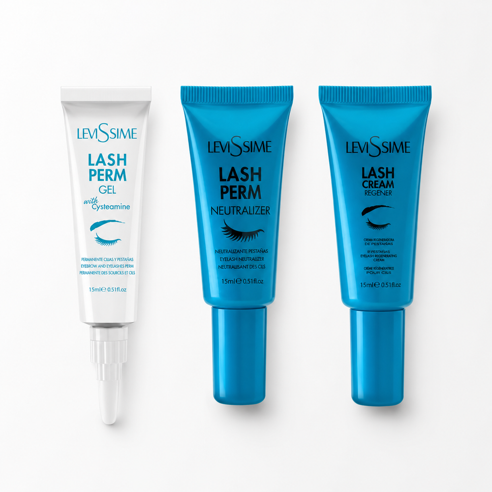 Kit de Démarrage Rehaussement de Cils à la Cystéamine - Gel Permanent Cystéamine + Neutralisant + Cream Booster - Levissime