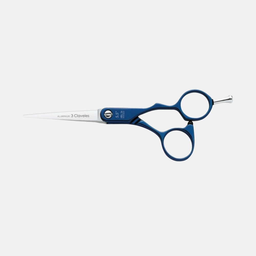 Tijera de Peluqueria Profesional Duraluminio Azul 5,5" - 3 Claveles
