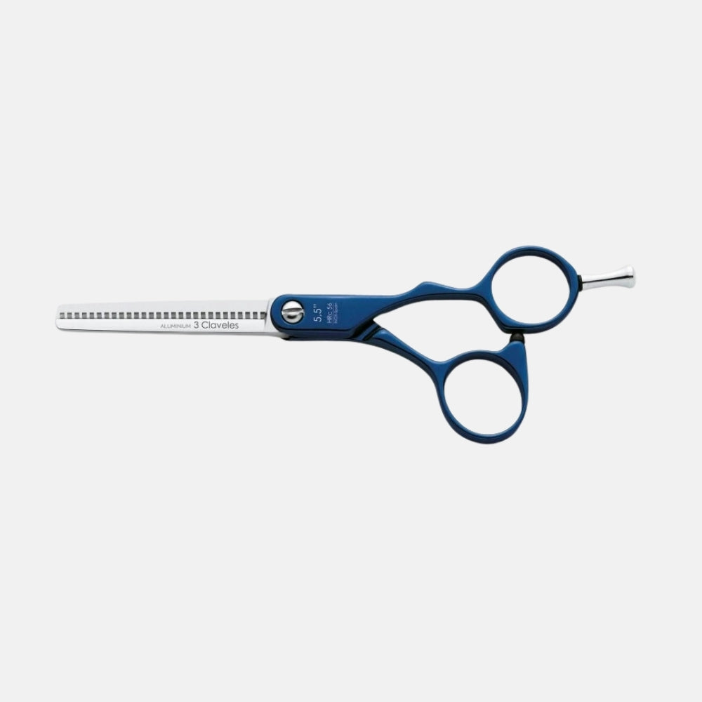 Professional Hairdressing Scissors Duraluminium Blue ES 28 5.5″ – 3 Claveles